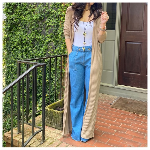 Mocha knit side slit longline duster - Picture 6 of 8